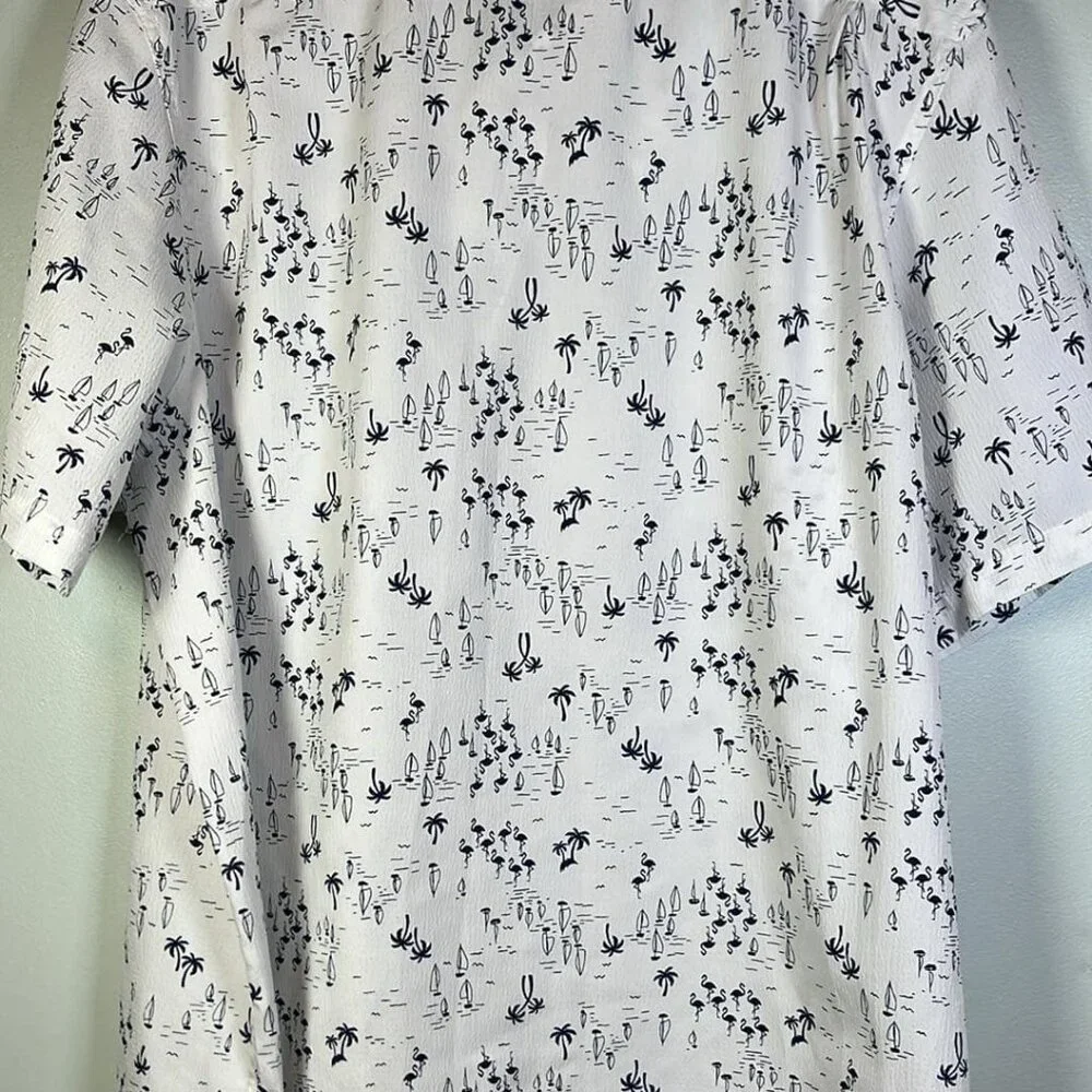 Men's 2XLT SeersuckerHawaiian Camp Button Up Shirt Father's Day Gift BBQ MobLife
